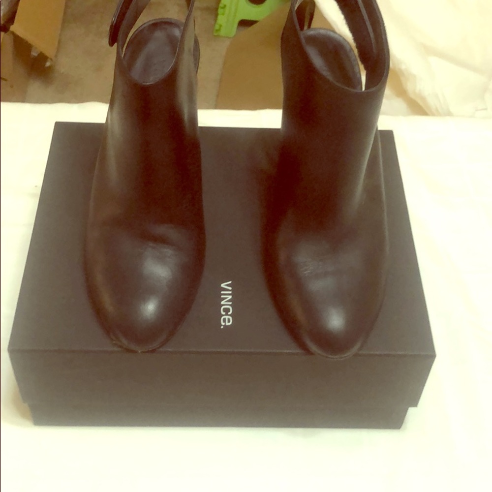 Vince Black Leather Booties, 9.5